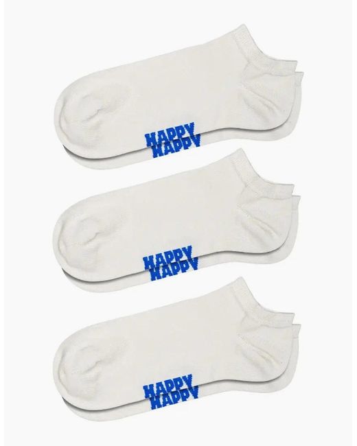 Happy Socks White 3-Pack Solid Low Socks