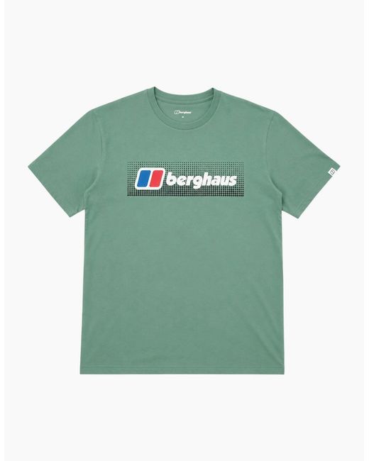 Berghaus Green T Shirts Dot Maintain Logo Crew Neck Short Sleeve Cotton Summer Tee for men