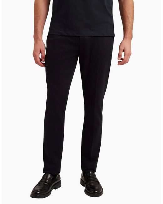 Ted Baker Blue Rookt Slim Jersey Stretch Smart Trousers for men