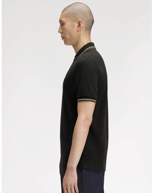 Fred Perry Black Twin Tipped Signature Polo Shirt for men