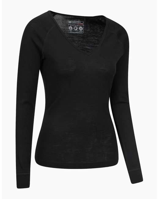 Mountain Warehouse Black Ladies Merino Wool V Neck Top