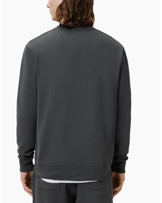 AllSaints Gray All Saints Reven Sweatshirts Crew Neck Casual Cotton Pullover Winter Jumper for men