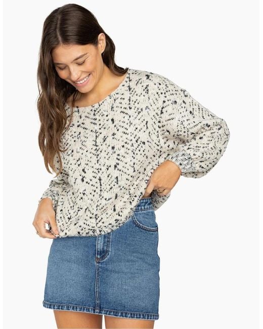 Billabong Blue Fall Daze Relaxed Fit Cropped Sweater