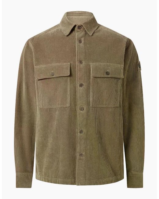 Belstaff Green Ravine Corduroy Shirt Dusty Taupe for men