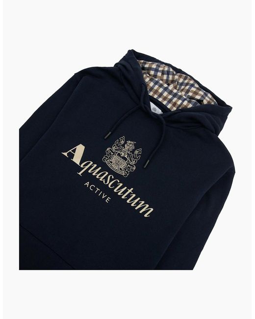 Aquascutum Blue Active Big Logo Hoodie for men