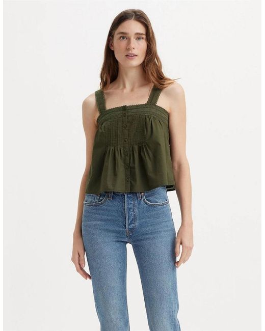 Levi's Green Levi's Cici Square Neck Camisole Tank