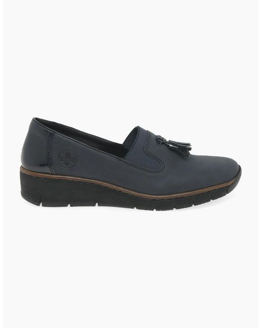 Rieker Black Gleam Tassel Loafers