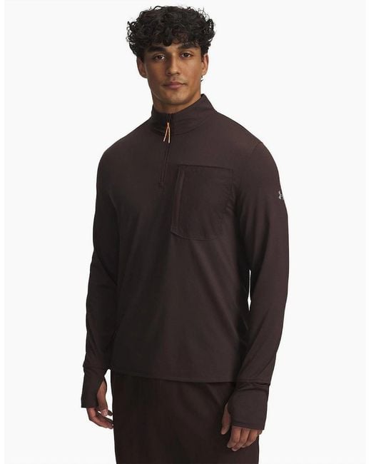 Under Armour Black Trail Run High Neck Long Sleeve Athletic T-Shirt for men