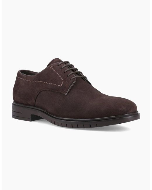 Hush Puppies Brown Sterling Suede Shoe Leather Chocolate Lace-Up Shoes for men