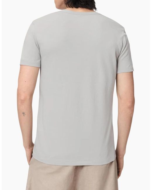 AllSaints White T Shirts Lycra Stretch Cotton Crew Neck Short Sleeve Summer Tee for men