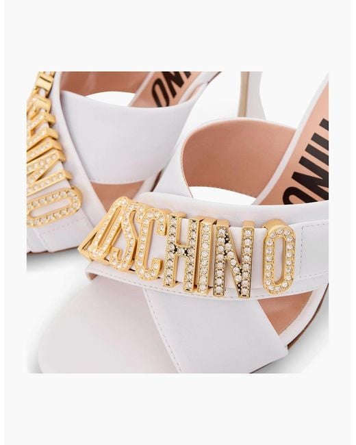 Moschino White Heeled Mules
