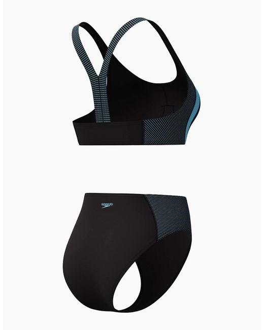 Speedo Black Ladies Quantum Splice Ribbed Two-Piece Swimsuit