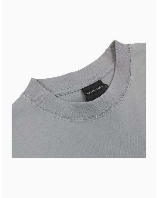 Balenciaga Gray Bb Embroidered Chest Logo T-Shirt for men