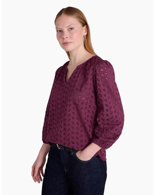 Mountain Warehouse Purple Ladies Broderie Lightweight 3/4 Sleeve Casual Shirt