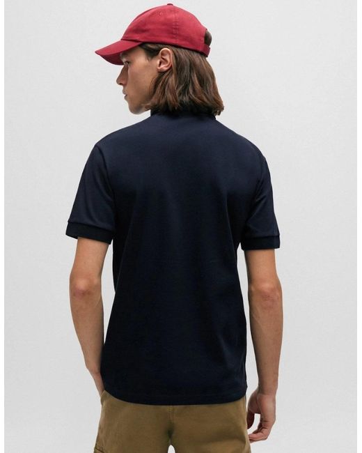 Boss Blue Boss Passenger Stretch-Cotton Slim-Fit Polo Shirt With Logo Patch Nos for men