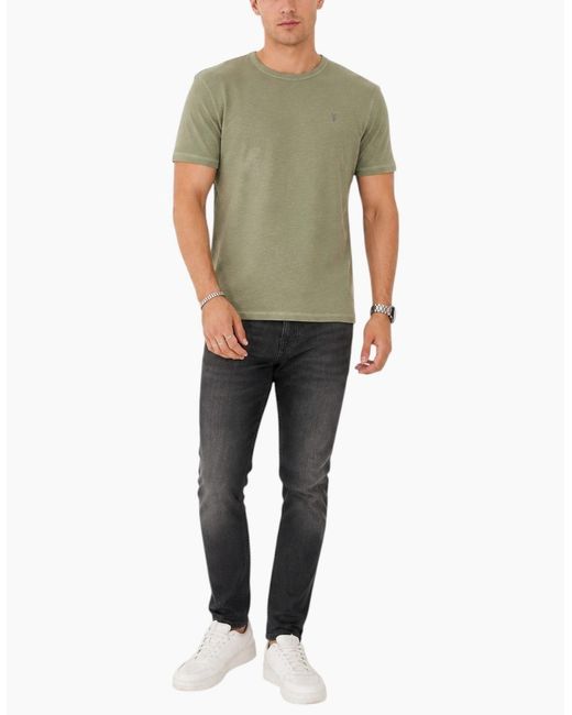 AllSaints Green Esum T Shirts Waffle Texture Crew Neck Short Sleeve Summer Tee for men
