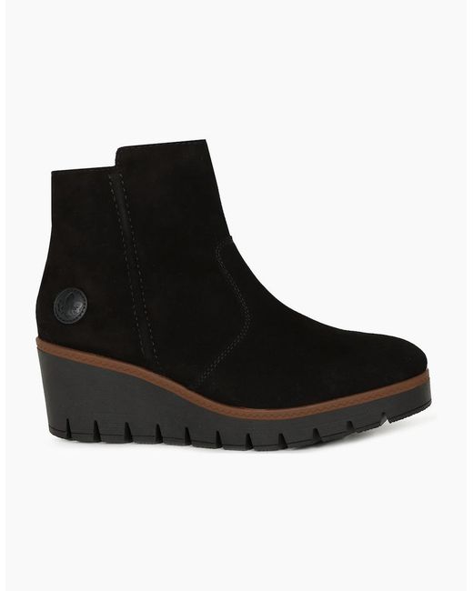 Rieker Black Connecticut Wedge Heel Boots