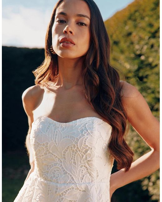Ro&zo White Lace Bustier Top