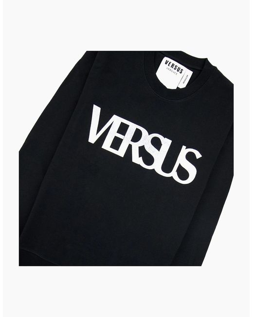 Versus  Black Versace Versus Logo Printed Crew Neck Sweatshirt for men