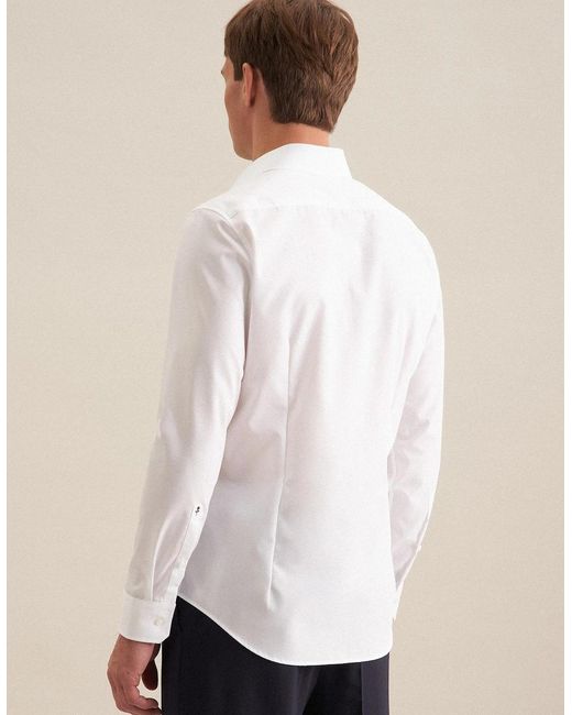 Seidensticker White Shaped Fit No Iron Kent Collar Business Shirt for men