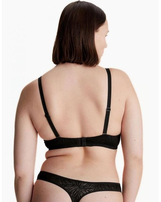 Calvin Klein Black Sheer Marquisette Starburst Lace Demi Bra