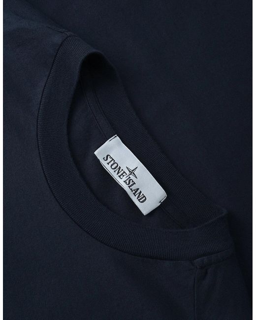 Stone Island Blue S0013 Patch Logo Ls Tee for men