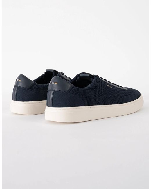 Boss Blue Boss Kieranmens Lace-Up Trainers With Knitted Uppers And Leather Trims for men
