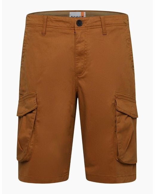 Timberland Brown Twill Cargo Shorts for men