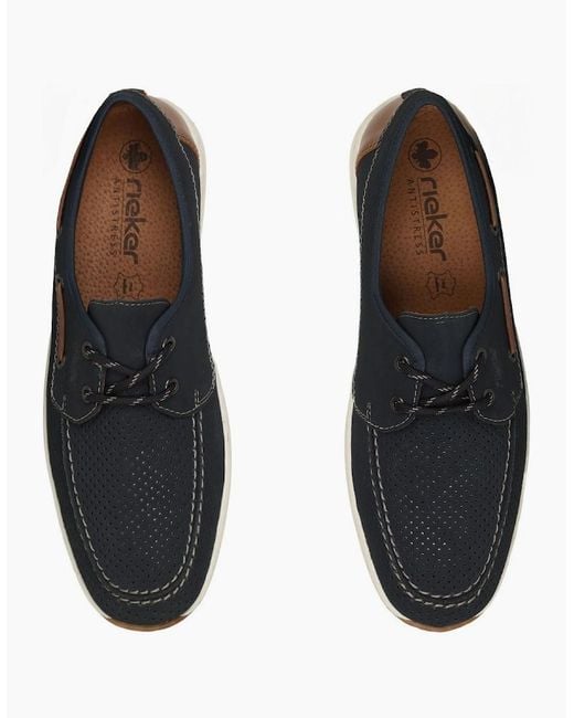 Rieker Black Anchor Boat Shoes for men