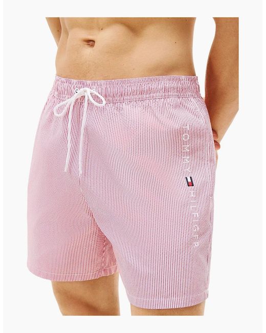 Tommy Hilfiger Pink Original Stripe Mid Length Swim Shorts, Ithaca/Medium for men