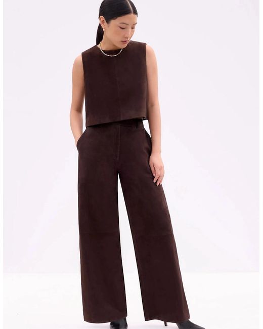 Ro&zo Purple Chocolate Suede Shell Top