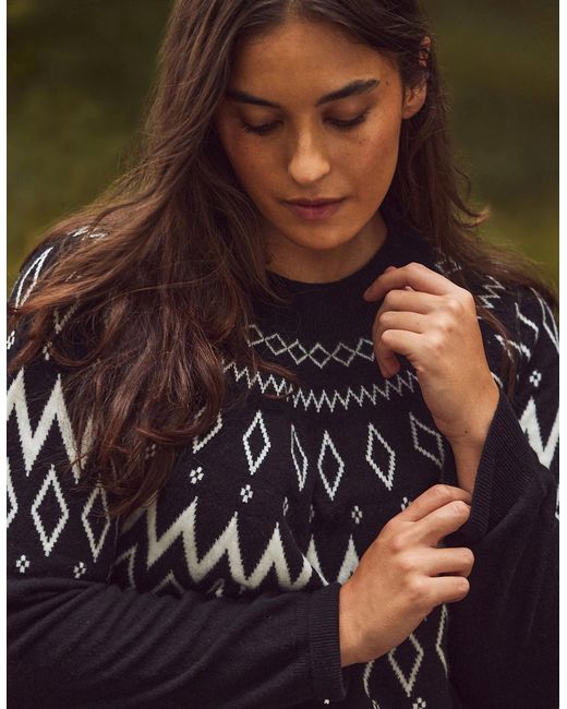 Live Unlimited London Black Fairisle Knit Jumper