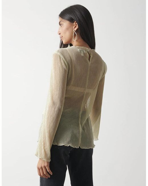 Pretty Lavish Natural Fraser Sheer Plisse Top