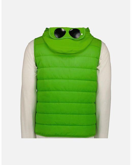 C P Company Green Shell-R Mixed Goggle Hooded Vest for men