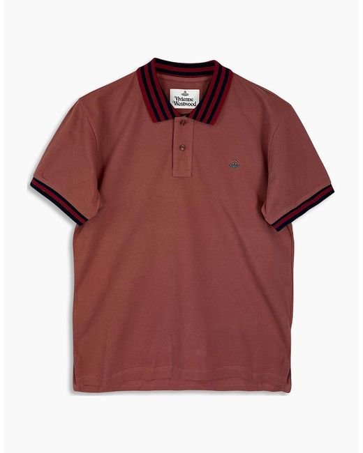 Vivienne Westwood Red Light Brick Contrasting Collar Polo Shirt for men