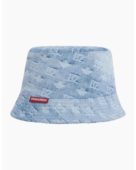 DSquared² Blue D2 Monogram Bucket Hat for men