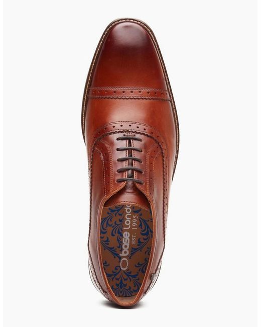 Base London Red Ascot Toe Cap Oxford Shoes for men