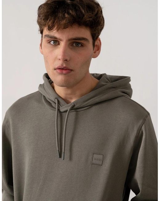 Boss Gray Boss Wetalk Pullover Hoodie With Logo Patch for men