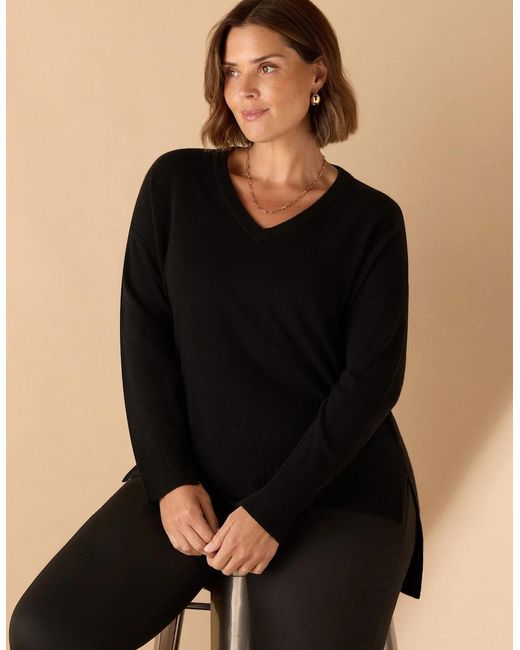 Live Unlimited London Black V Neck Knit Jumper
