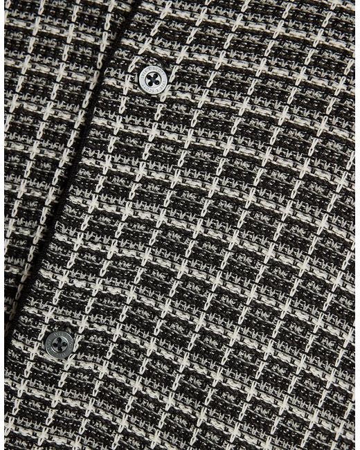Lyle & Scott Gray Basketweave Knitted Collared Cardigan for men