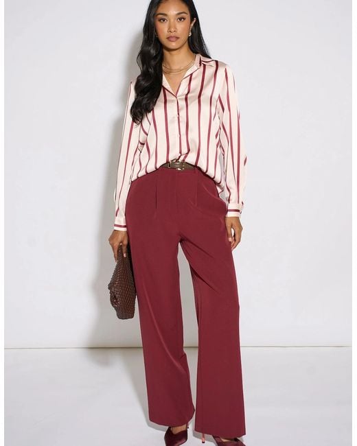 Gini London Red Burgundy Stripe Loose Fit Shirt