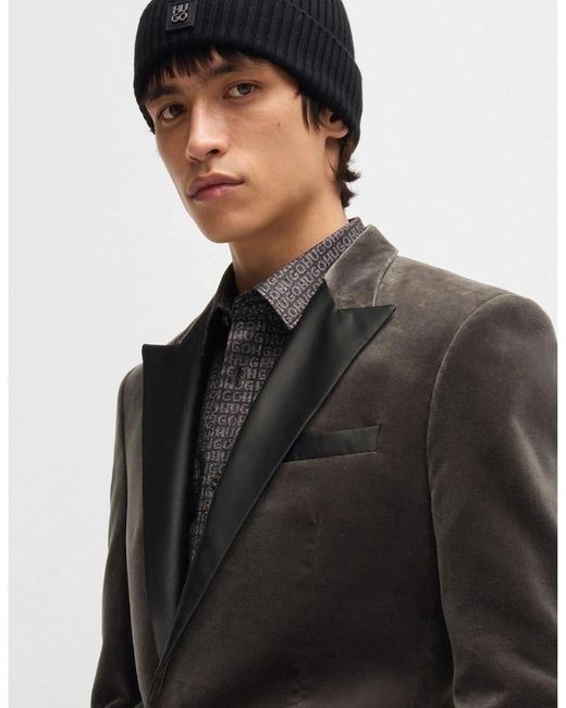 Boss Black Regular Fit Solid Patterned Blazer for men