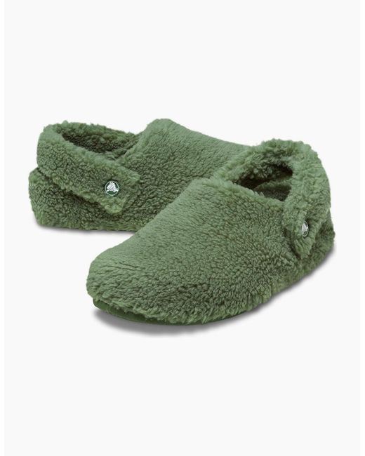 CROCSTM Green Classic Cozzzy Polyester Army Slippers for men