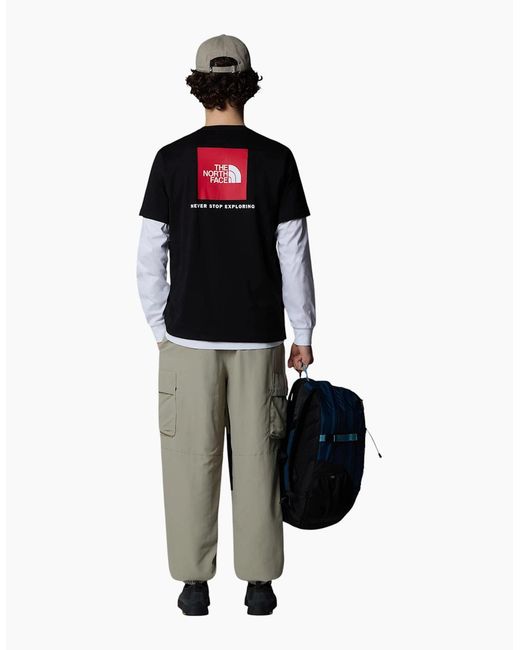 The North Face Black Redbox T Shirt Regular Fit Crew Neck Ss Summer Graphic Tee for men