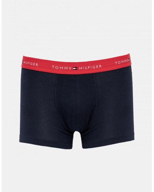 Tommy Hilfiger Black 3 Pack Colour Waistband Trunks for men