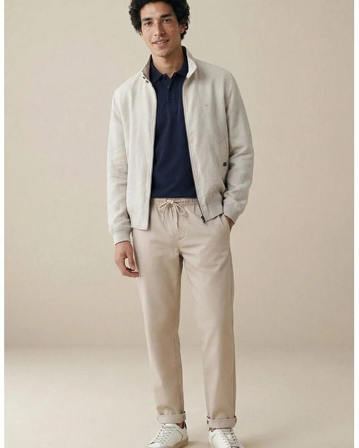 Fynch-Hatton Gray Pure Linen Harrington Jacket Cement for men