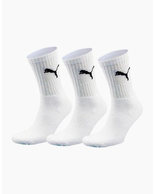 PUMA White 3-Pack Sports Socks for men