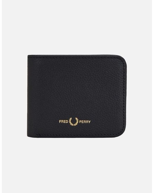 Fred Perry Black Tumbled Leather Wallet for men