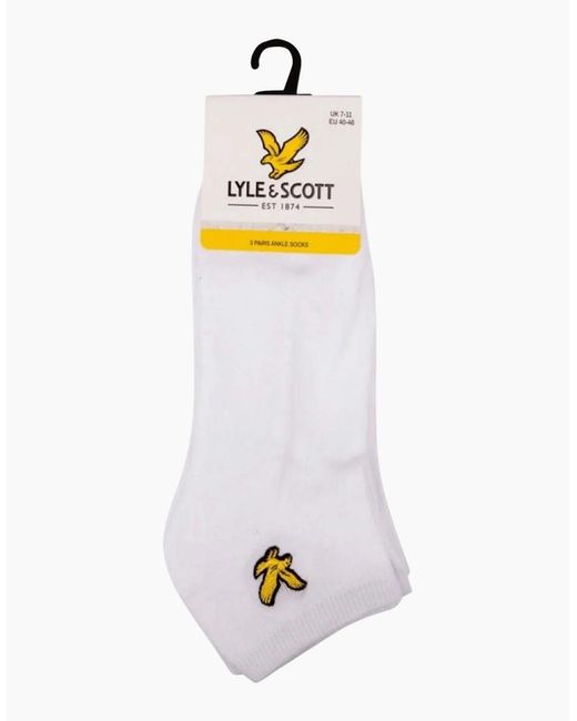 Lyle & Scott White 3-Pack Ross Trainer Socks for men