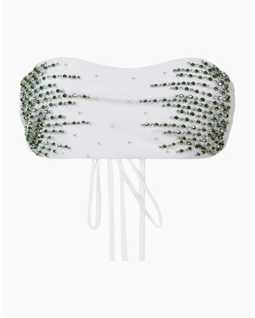 Oceanus Gray Ophelia Hand Embroidered Bikini Top